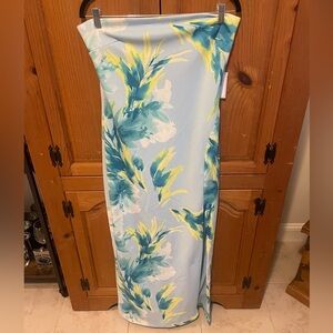 1. State Strapless Floral Dress in Blue and Yellow